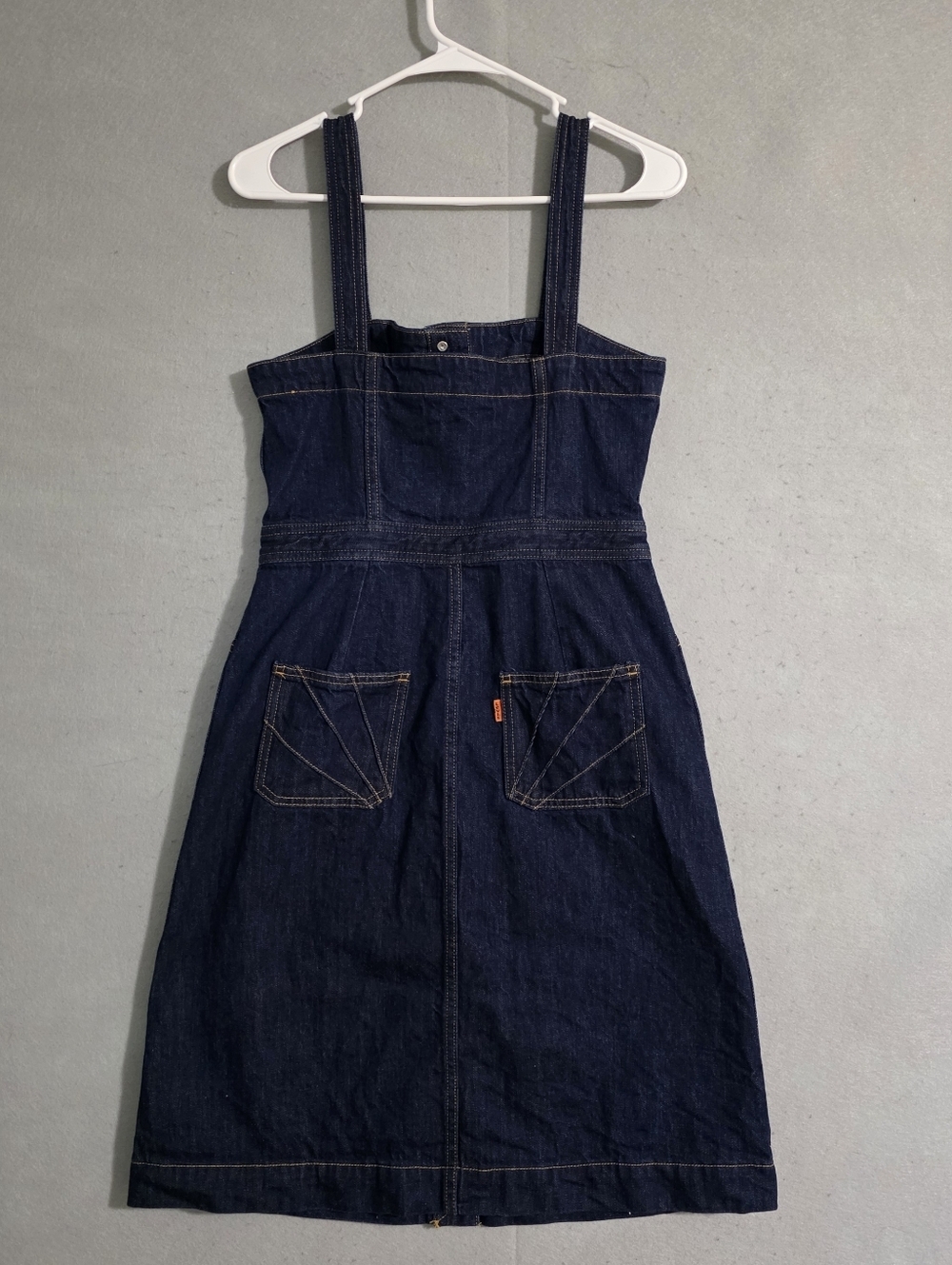 Levi's Womens Orange Tab Button Down Mini Overall Jumper Dress Size Small - Picture 8 of 11